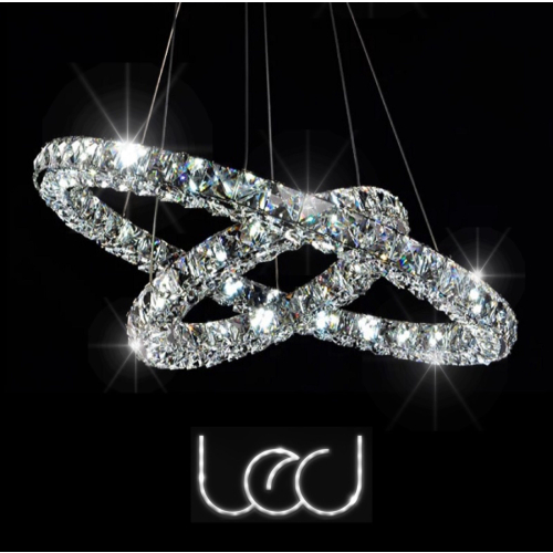 Żyrandol kryształowy RING 50x30cm - cały w kryształach K010